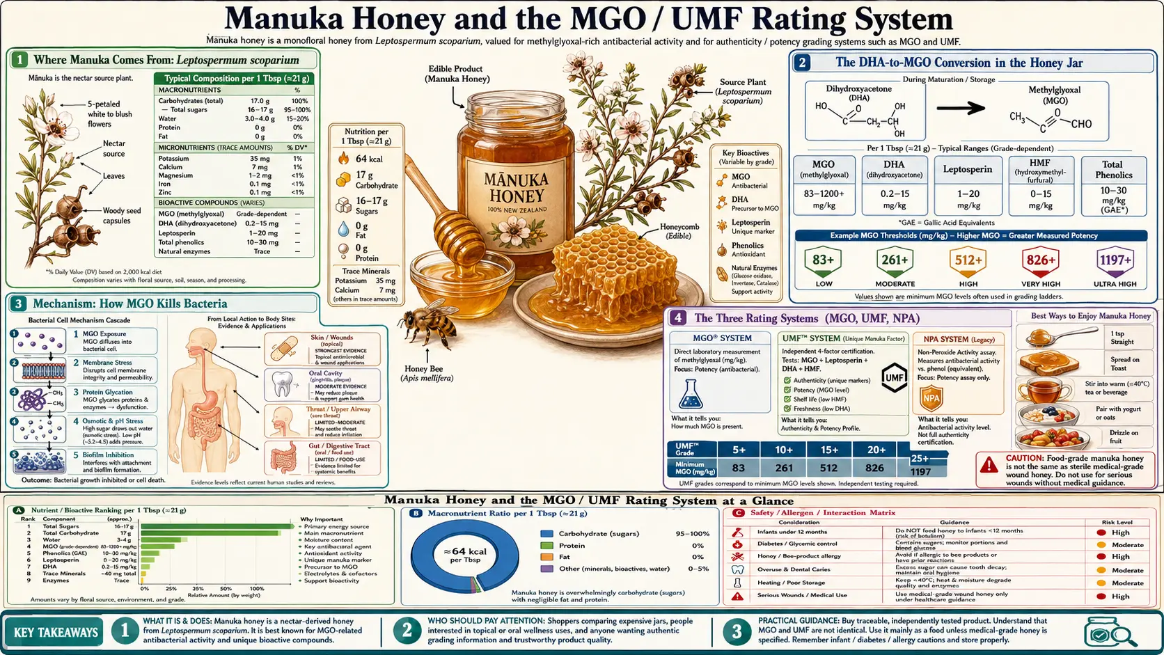 Manuka and MGO Rating — scientific infographic poster