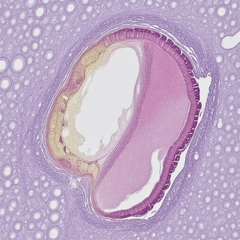 A coronary artery narrowed by fatty plaque