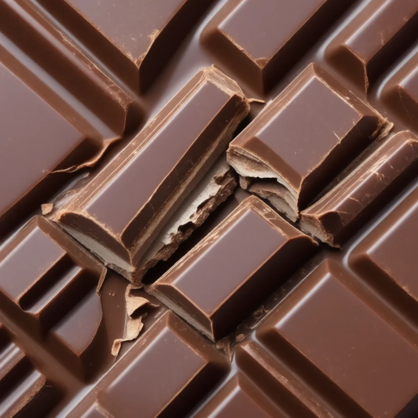 A snapped piece of dark chocolate