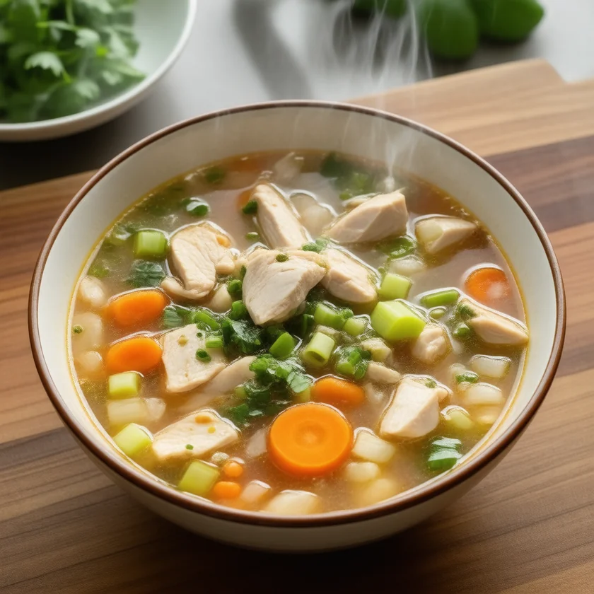 Homemade chicken soup with vegetables