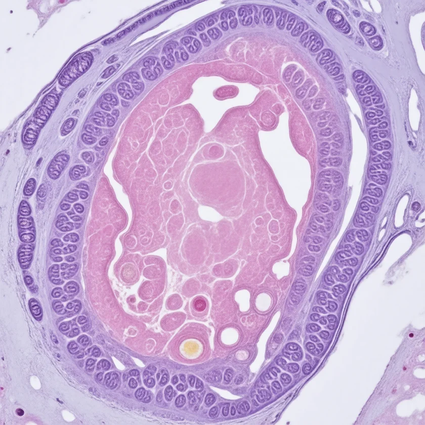 An artery narrowed by a fatty plaque