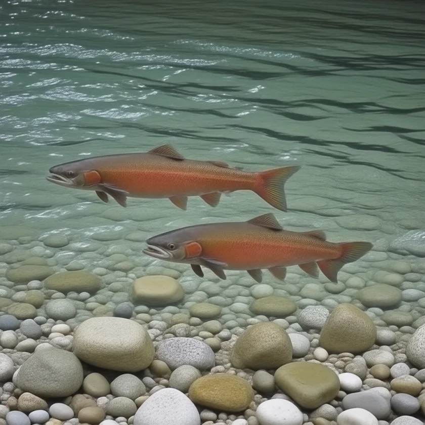 Wild sockeye salmon on their spawning run