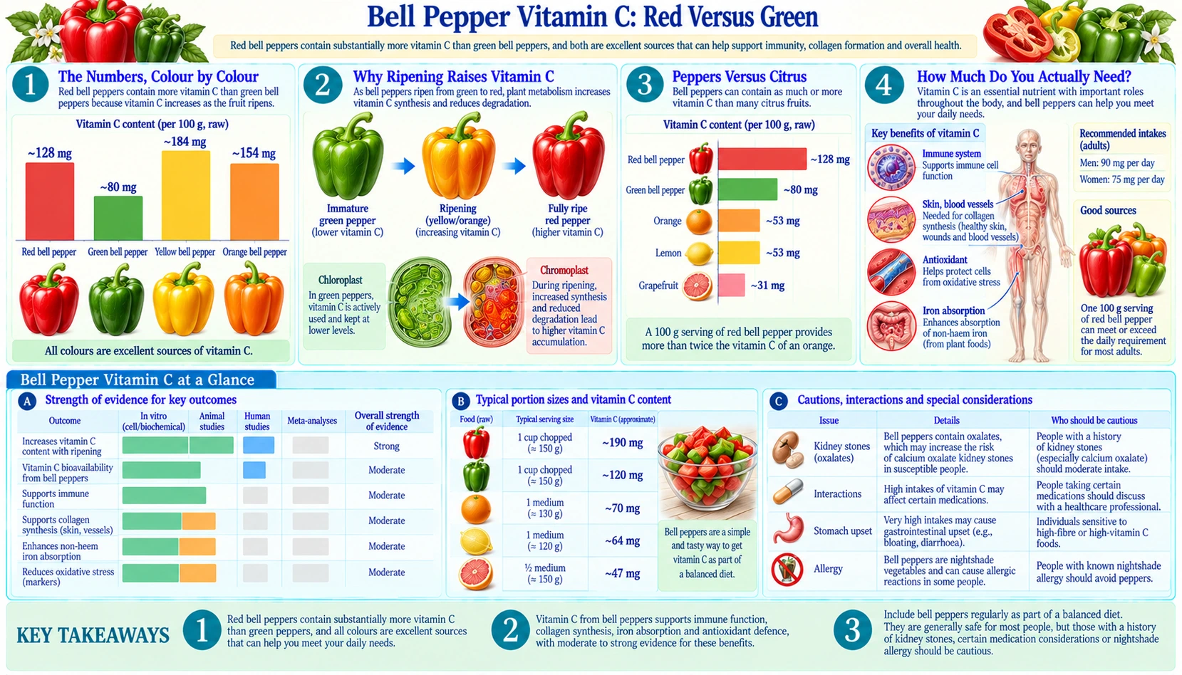 Vitamin C Red vs Green — scientific infographic poster