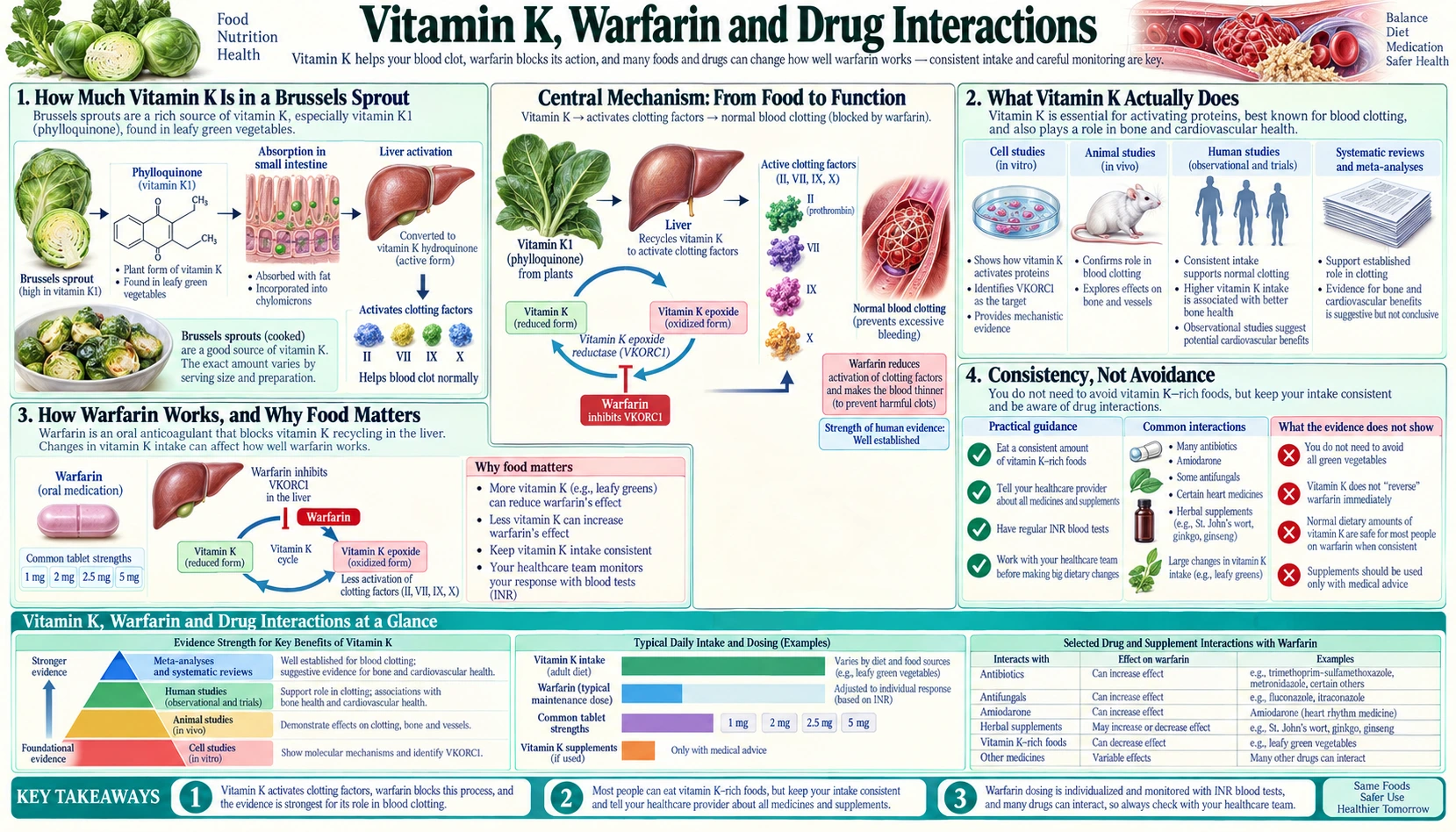 Vitamin K Warfarin and Drug Interactions — scientific infographic poster