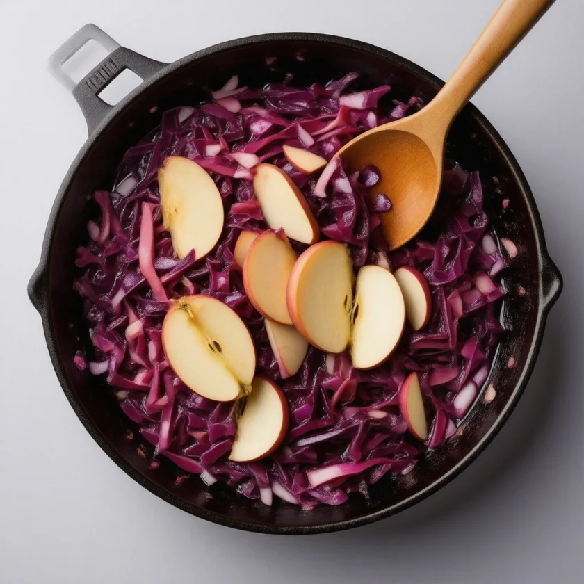Braised red cabbage keeps its colour