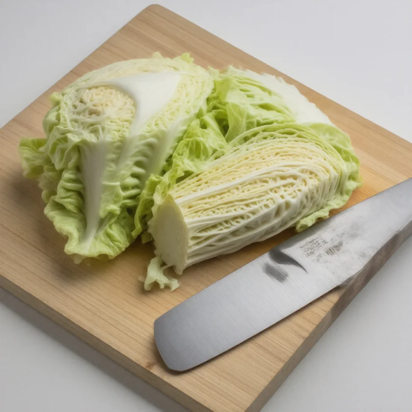 Raw green cabbage wedges