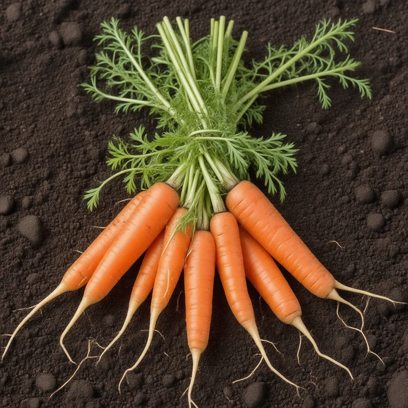 Freshly pulled carrots