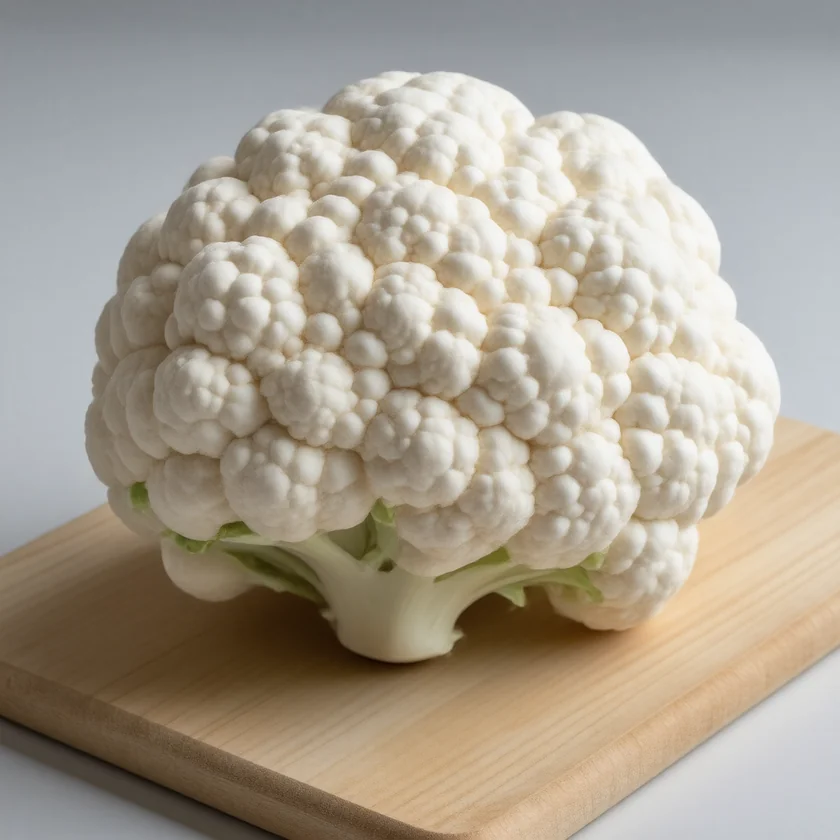 A cauliflower head cut in half