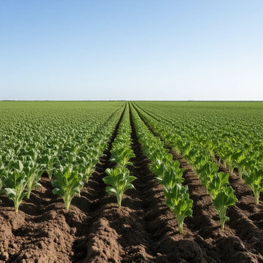 Celery growing in bright sun