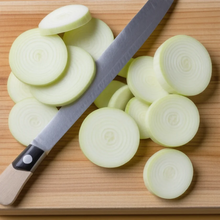 Sliced leek, showing its wrapped leaf layers