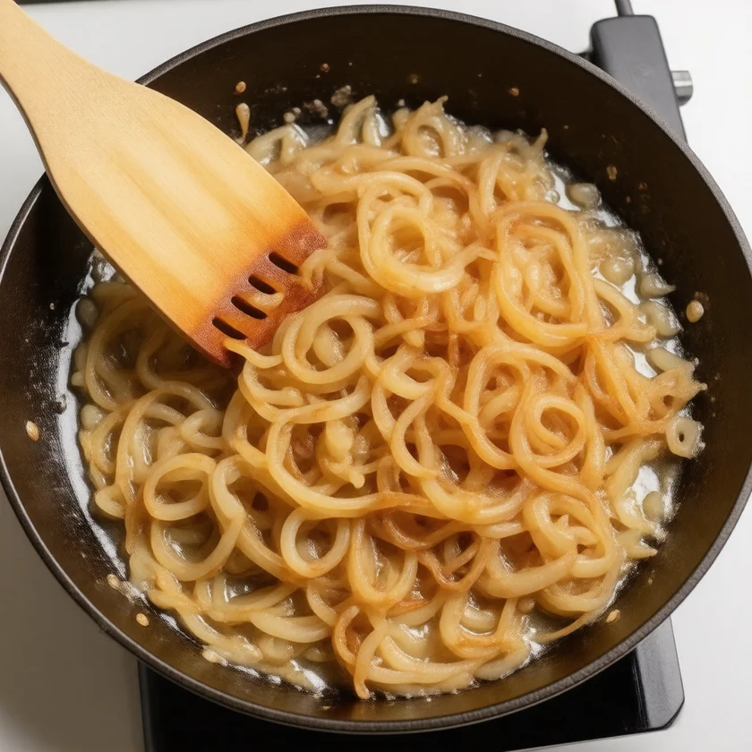 Caramelized onions, sweet once the pungency cooks off