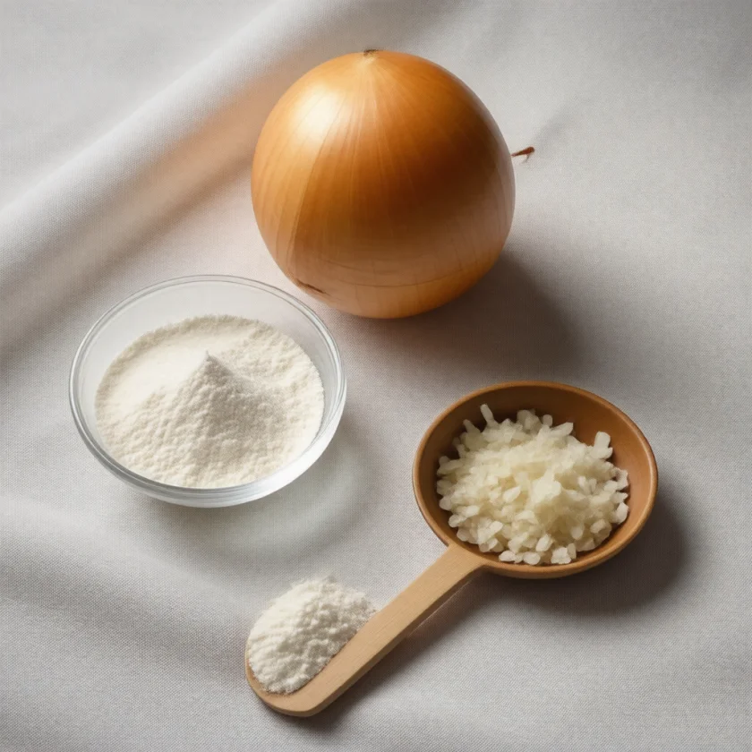 Onion powder and flakes, concentrated onion fructans