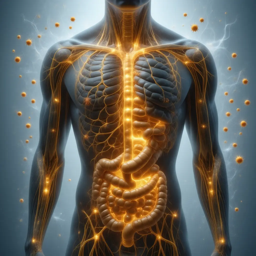 Anatomical illustration of body systems benefiting from Bee Pollen