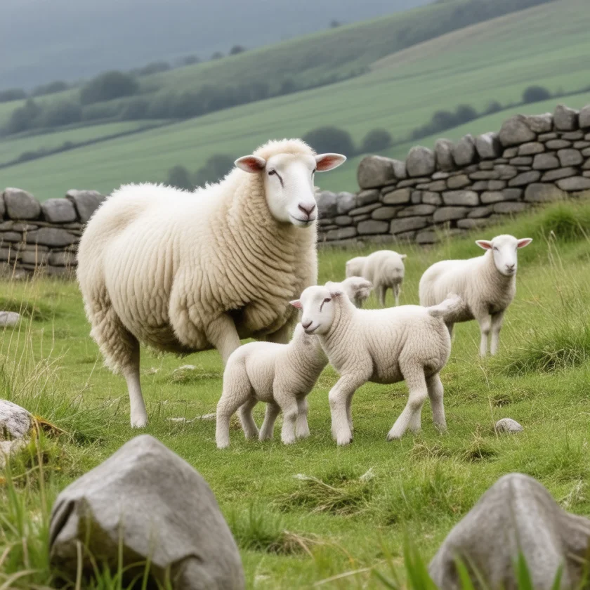 Sheep grazing on a hillside