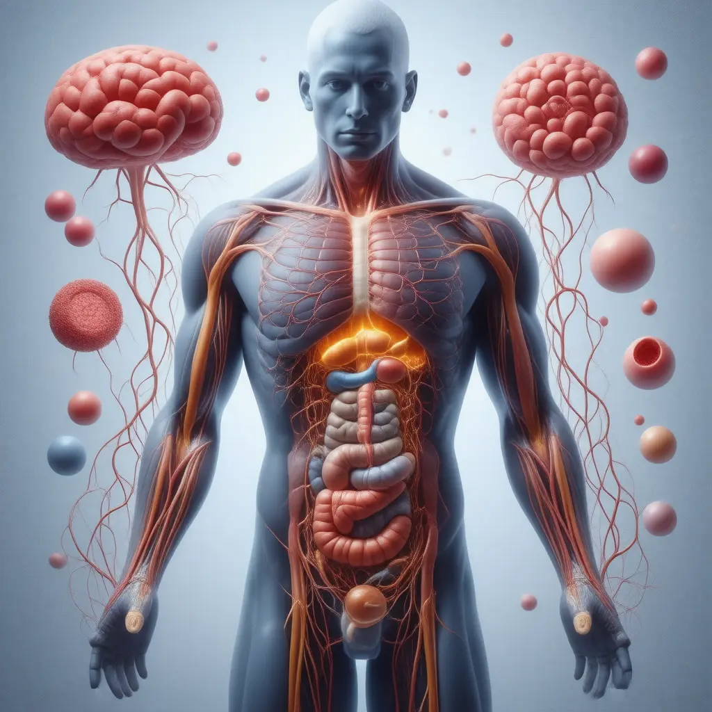 Anatomical illustration of body systems benefiting from Probiotics
