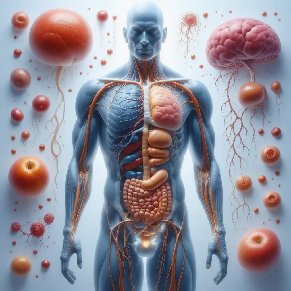 Anatomical illustration of body systems benefiting from Resistant Starches