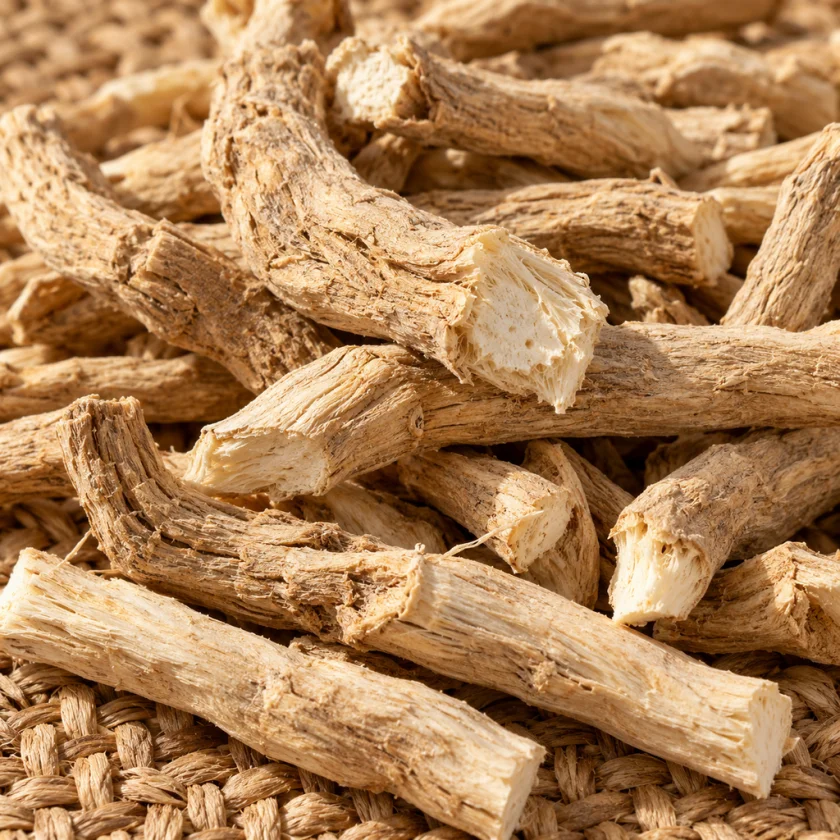 Dried ashwagandha root pieces