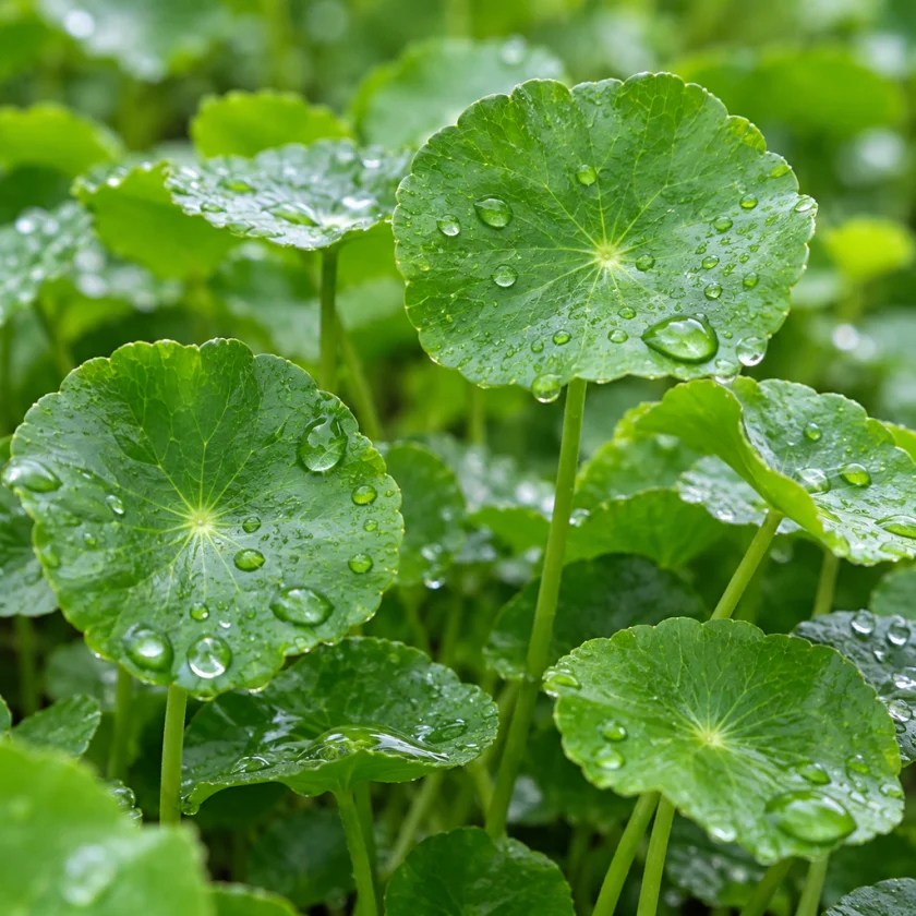 The round scalloped leaves of gotu kola