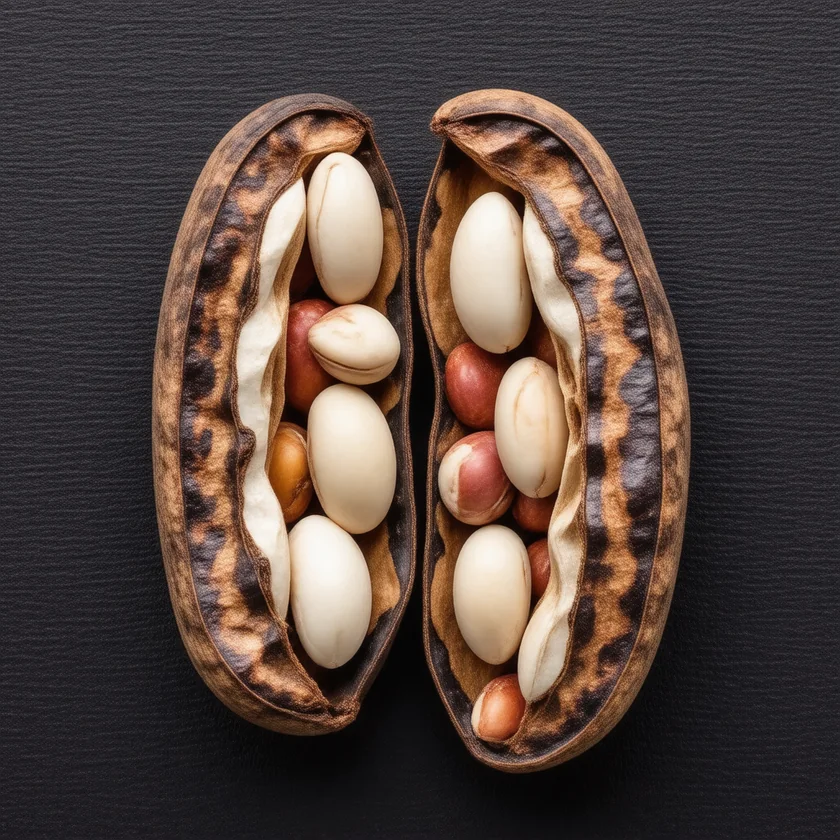 Velvet bean seeds split open