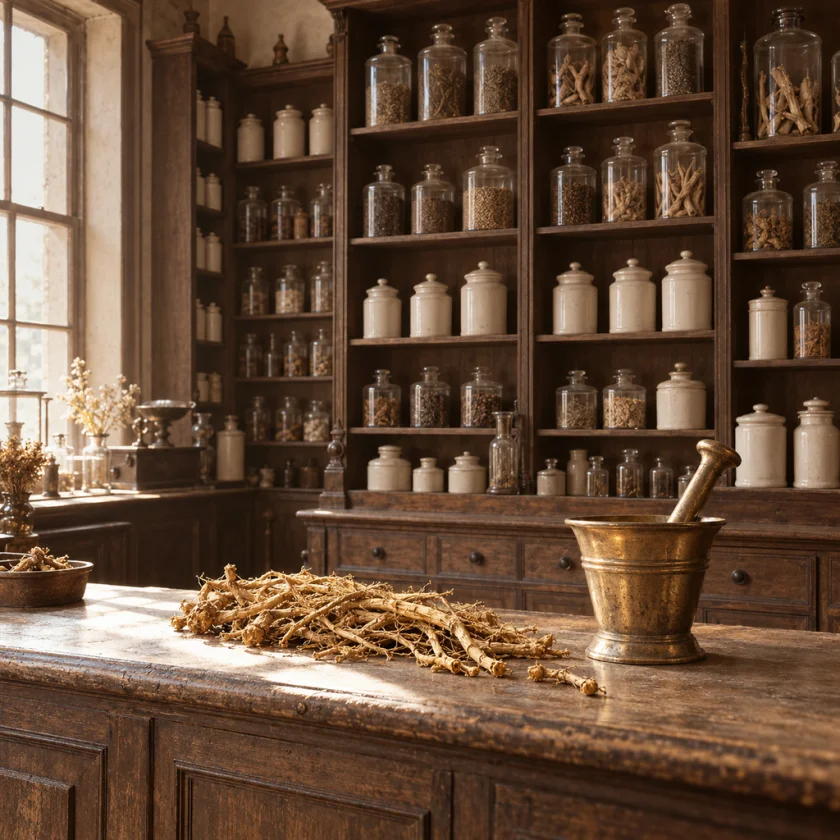 Dried root in an early Swedish pharmacy