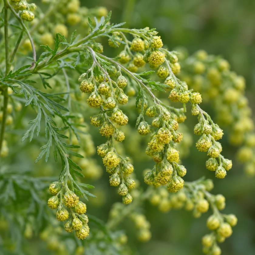 The tiny yellow-green flower heads