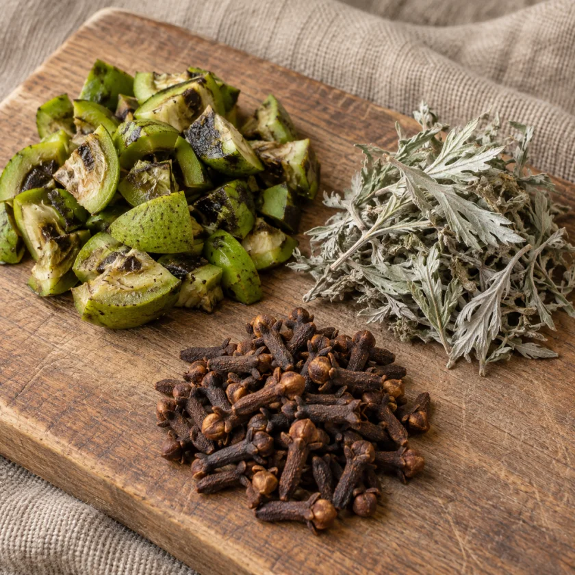 Black walnut hull, wormwood and clove, the traditional trio