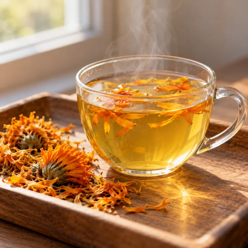 A calendula infusion, used as a gargle