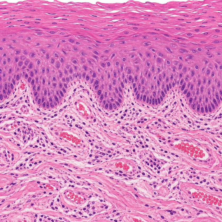 The lining of the mouth under the microscope