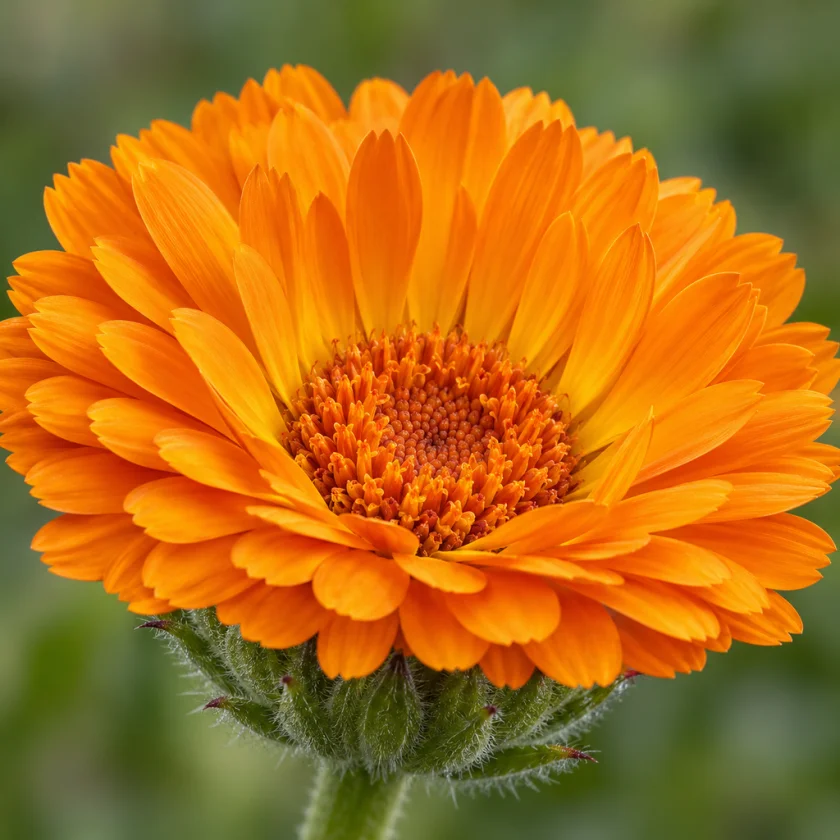A calendula flower head close up