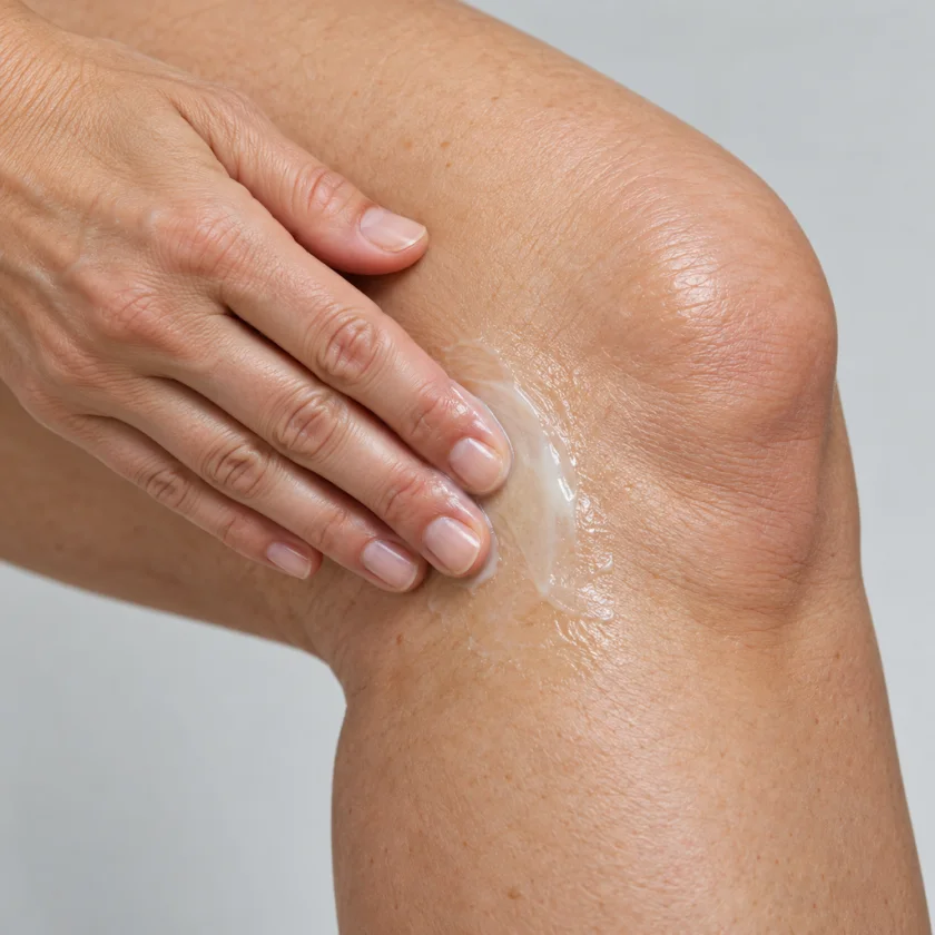 Balm rubbed over a sore knee