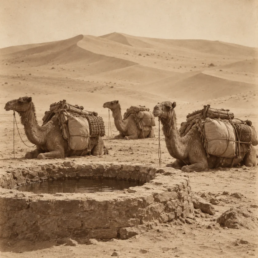 A desert caravan of the kind that carried myrrh