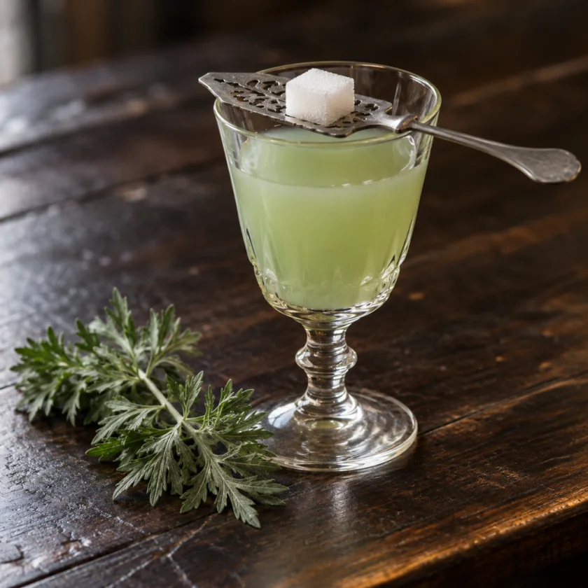 Absinthe, the spirit flavoured with wormwood