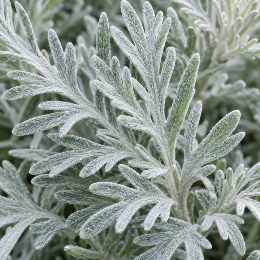 Silvery wormwood leaves
