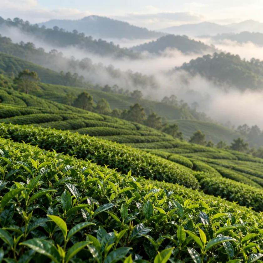 Green tea bushes, the plant in jasmine tea