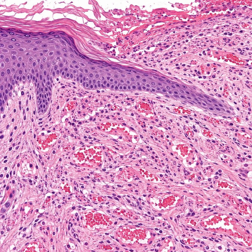 New skin growing across a healing wound