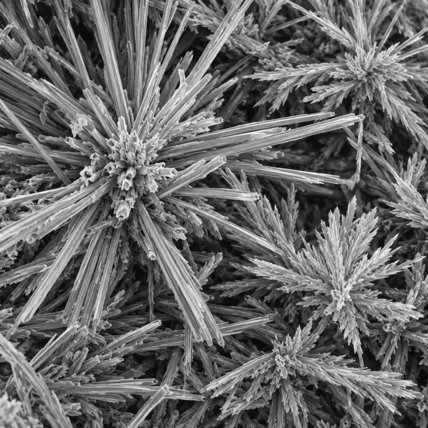 Rosmarinic acid, a key lemon balm compound, as crystals