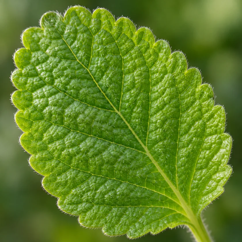 The quilted, scalloped leaf of lemon balm