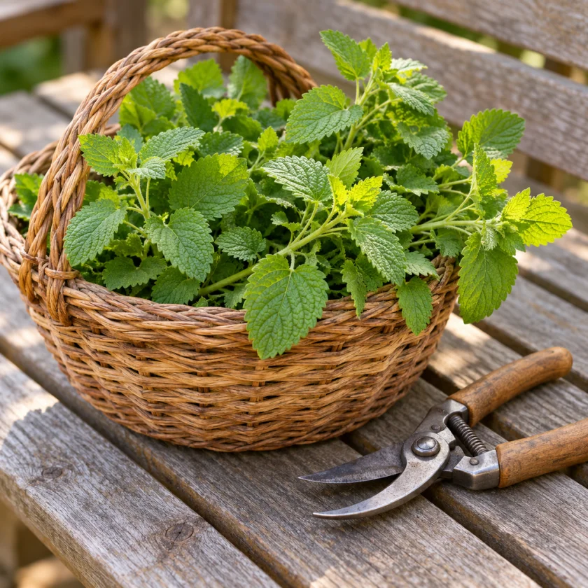 Freshly cut lemon balm