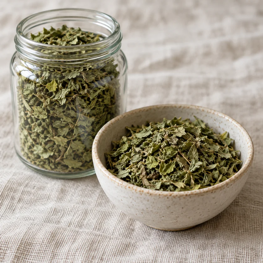 Dried lemon balm leaf, used for tea