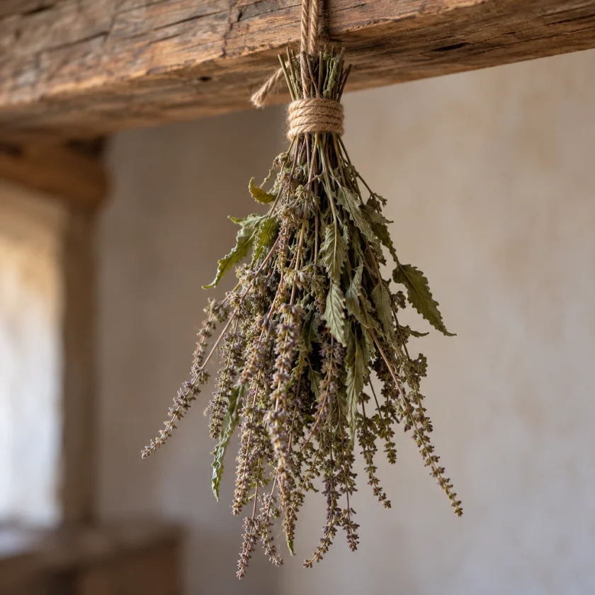 Vervain dried in bundles for tea