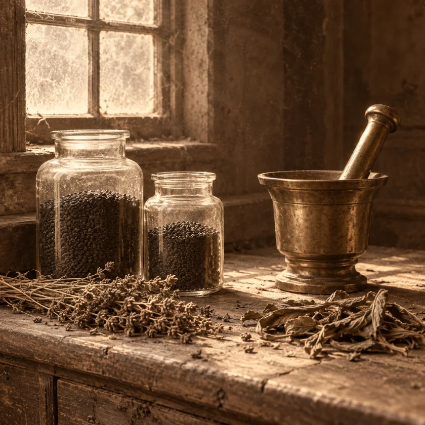 Black seed in an old apothecary