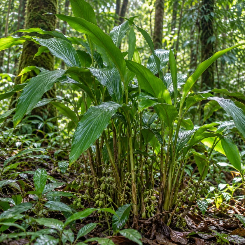 Cardamom growing under shade trees