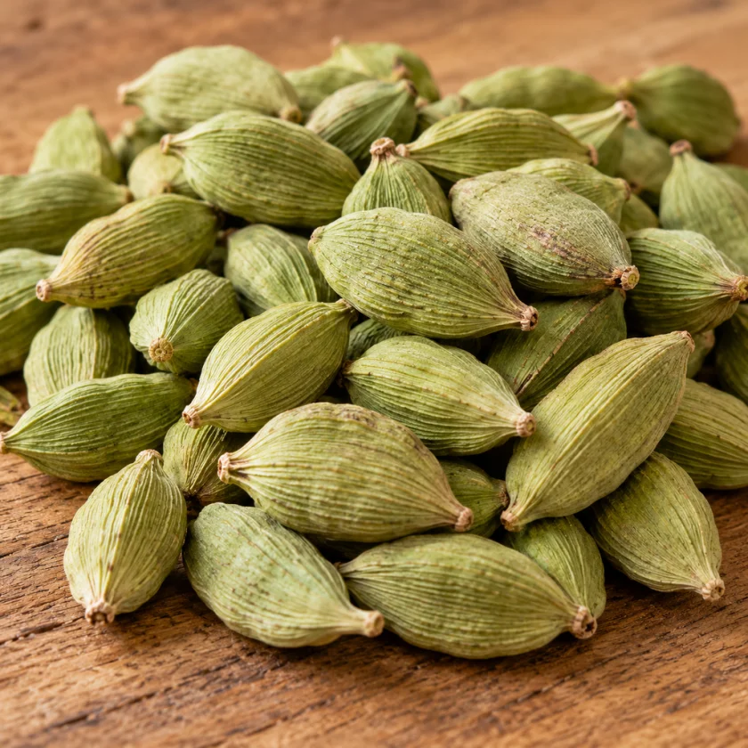 Whole green cardamom pods