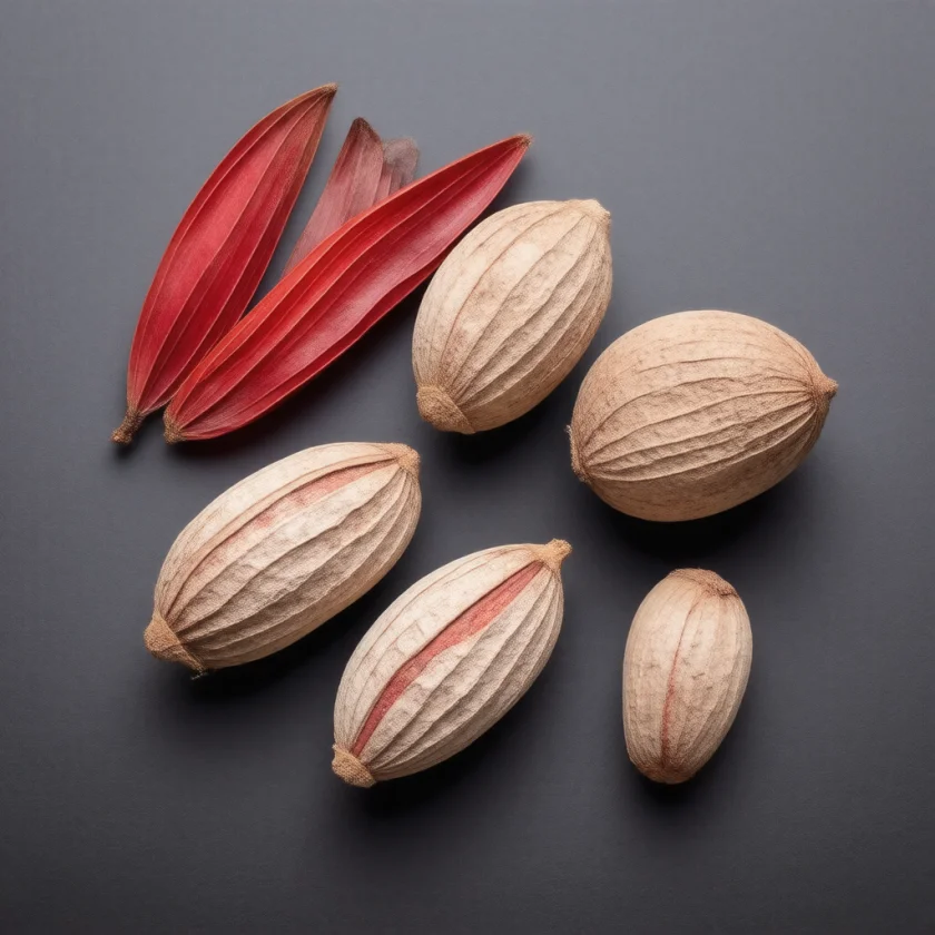 Mace and nutmeg, two spices from one fruit