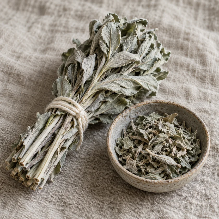 Dried sage leaves