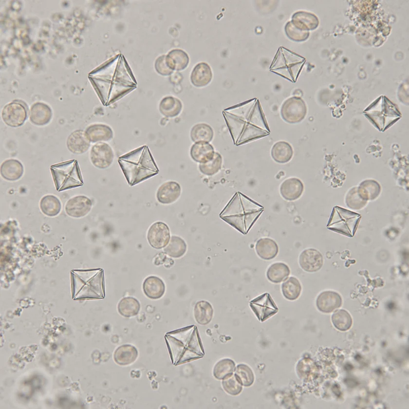 Calcium oxalate crystals seen in urine