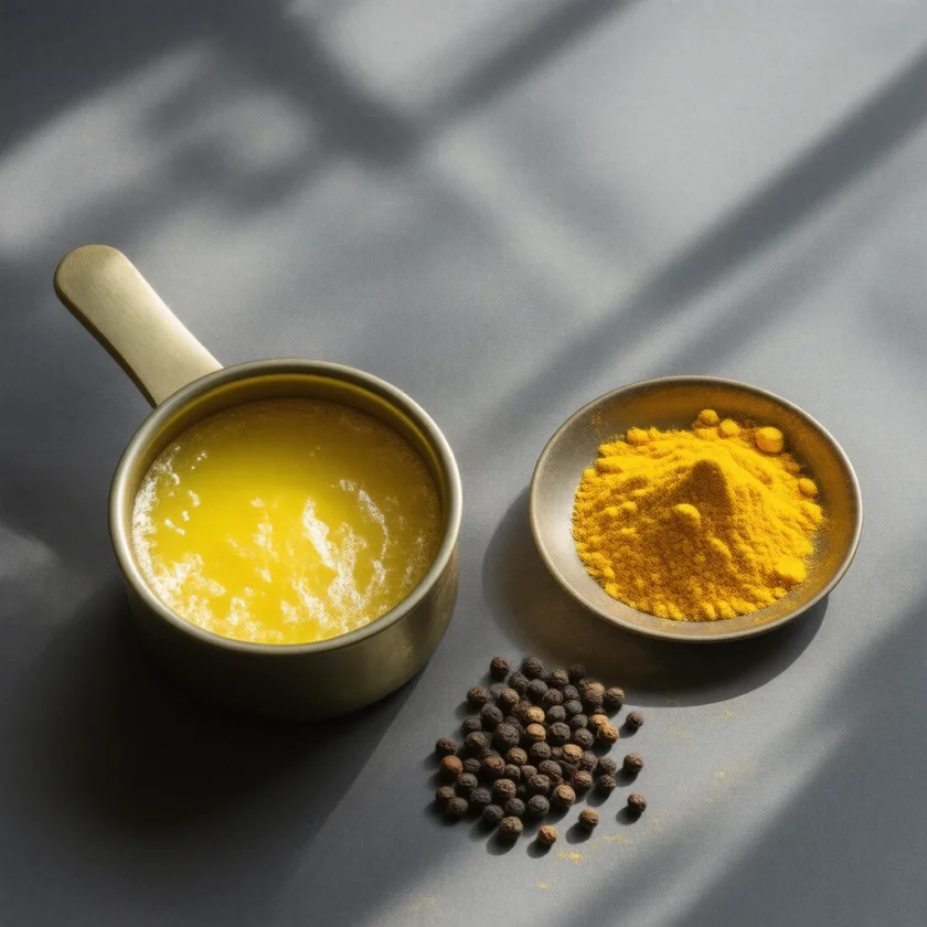 Turmeric with ghee and black pepper