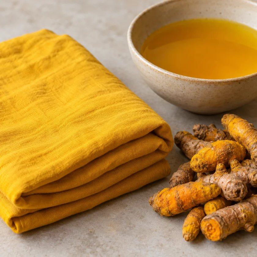 Cotton dyed with turmeric