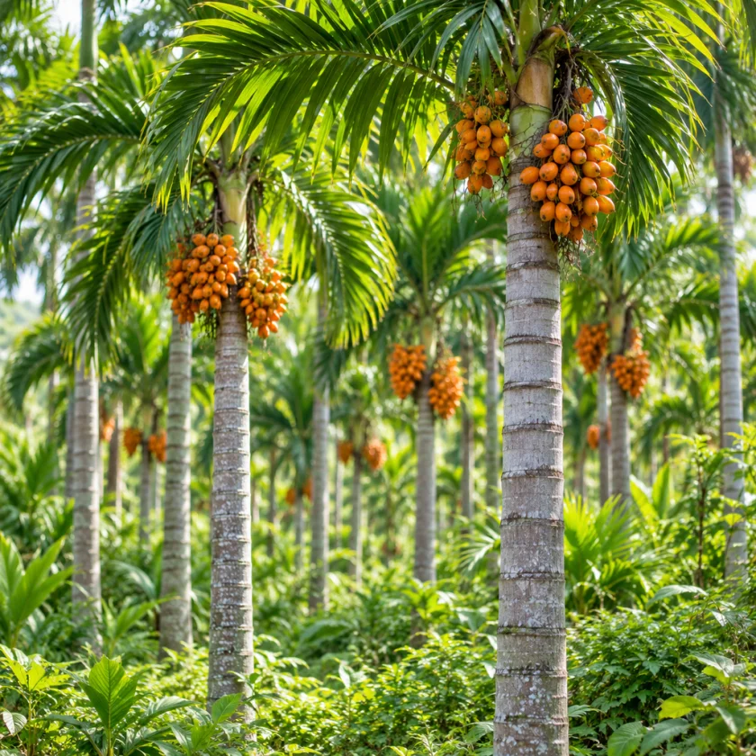 Areca palms in a plantation