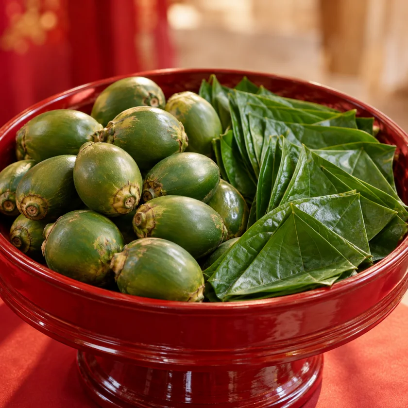 Areca and betel offered at a wedding